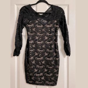 Black Lace Backless Dress